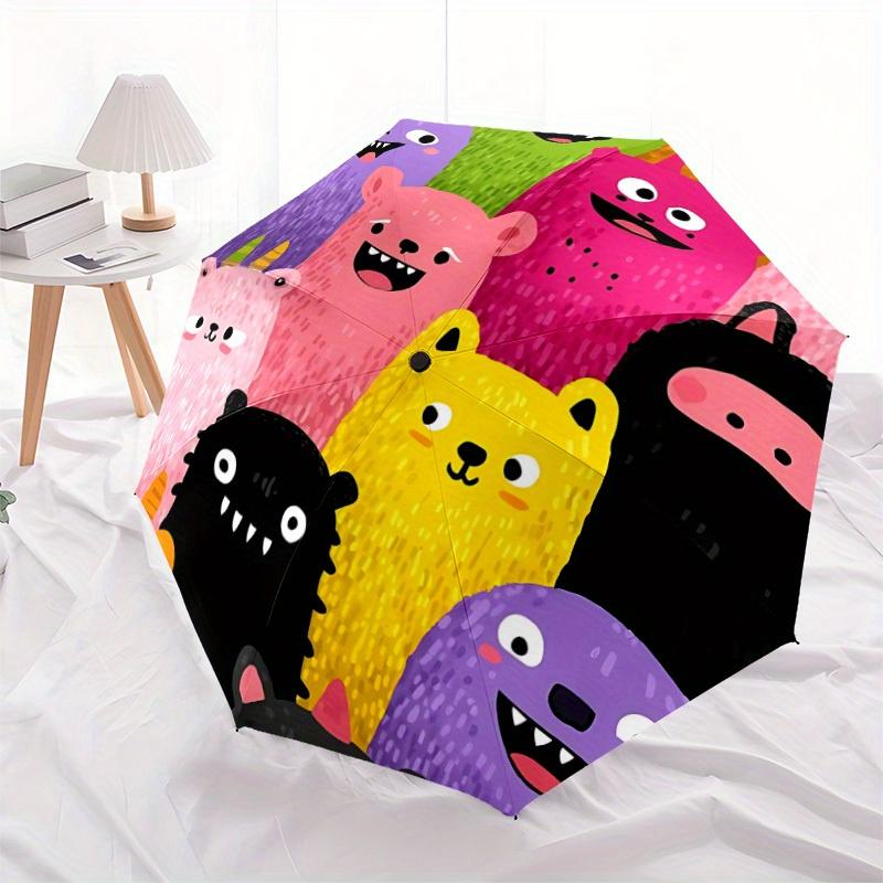 1pc Monster Party Automatic Open/Close Umbrella with One Touch Button,, Windproof Design   Lightweight Portable Umbrella for Women & Men6095