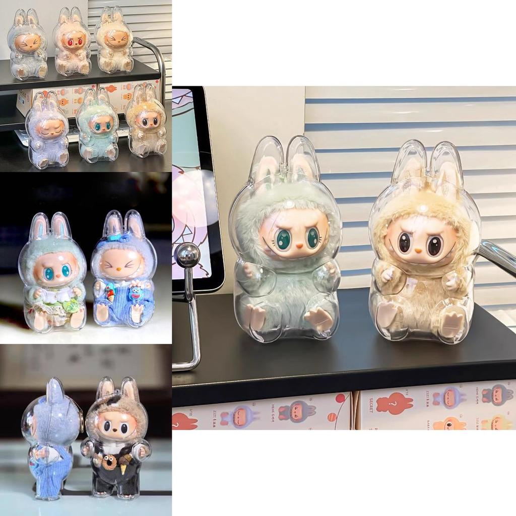 Transparent Labubu Protective Shell Macaron Stand Dustproof Cover For Dolls And Accessories