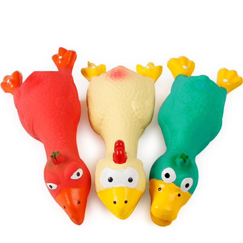 Cute Dog Squeak Toy Latex Chicken Shape Durable Chew for Small-Medium Breeds Interactive Pet Supplies
