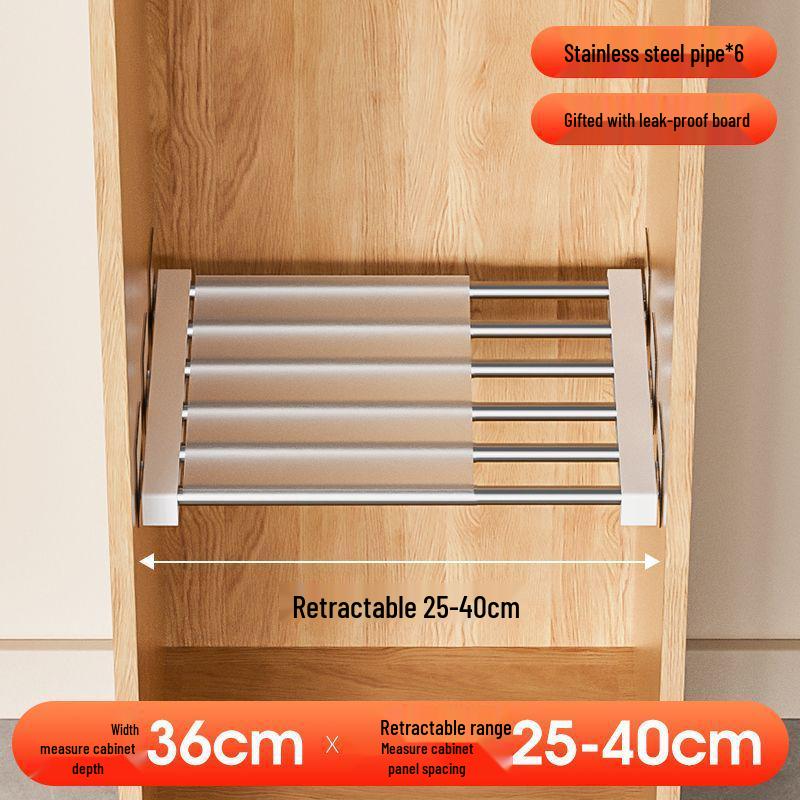 Multi-Layer Divider Cabinet & Telescopic Shoe Rack with Stainless Steel Sink Shelf