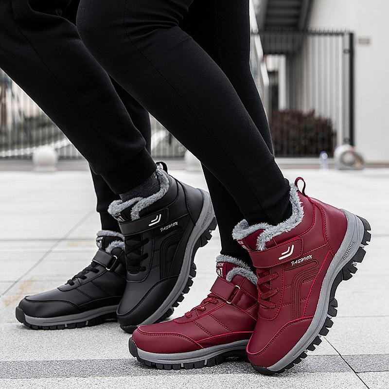 Warm Cotton Shoes 2025 Winter New Long Fluff High Top Elderly Shoes Outdoor Walking Shoes Anti-splashing Mother Shoes