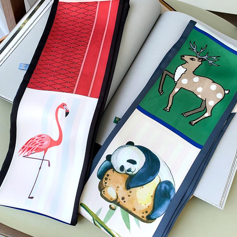 Bufanda Retro Delgada y Estrecha de Seda Simulada Bufanda de Punta Decorativa para Mujer Atar Bolso Cinturón para el Cabello Cinta Bufanda