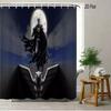 Batman & Harley Quinn Monochrome City Waterproof Shower Curtain, Superhero Bathroom Decor For Fans