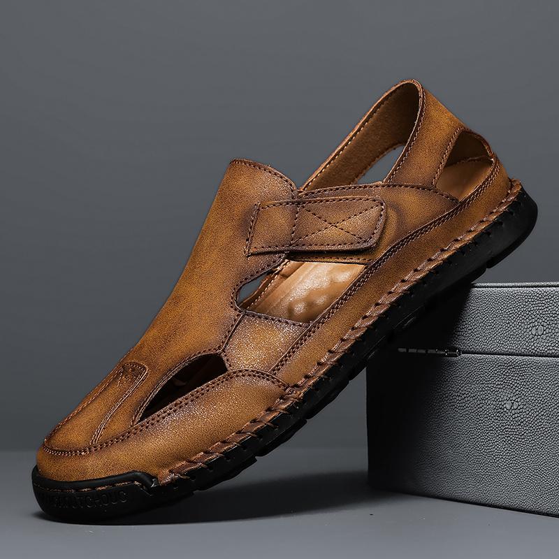 Fashion Men Fashion Beach Cool Sandals Outdoor Casual Male Shoes 2025 New Classic Leather Men Shoes Summer New Large Size Men's Sandals
