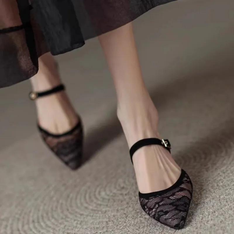 Fashion 2025 New Ladies Shoes Closed Toe Women's Slippers Fashion Belt Buckle Dress Outdoor Best Seller Summer Mesh Sexy High Heels