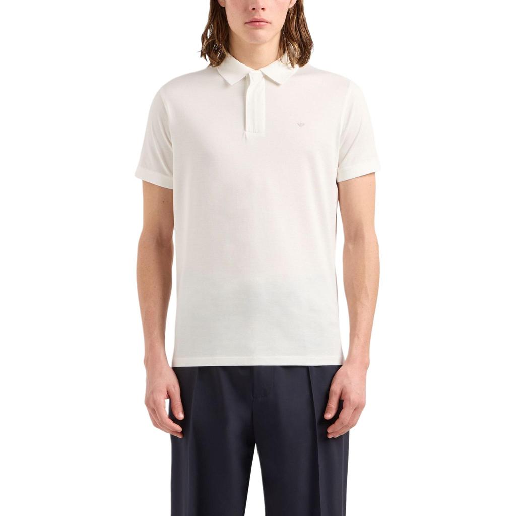 Emporio Armani Solid Color Logo Embroidered Polo Shirt Men Tops White EM000080-AF10094-U0011