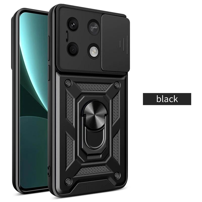 Armor Case For Xiaomi Poco F6 X6 M6 Pro M5 F5 X5 GT C65 C40 4G 5G Cover Lens Protection With Ring Magnetic Holder Coque Fundas