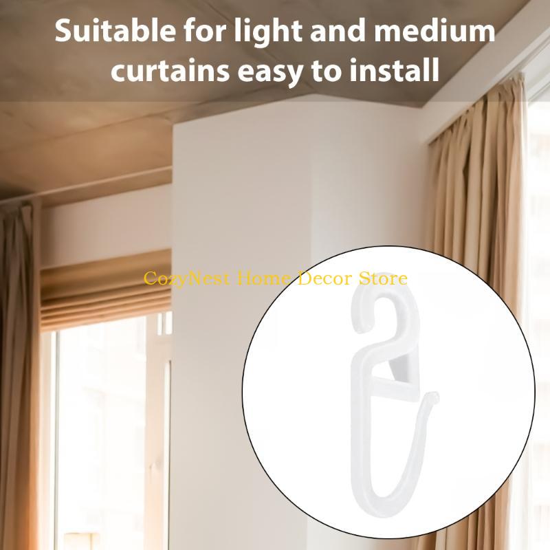92MF 100Pcs S Shape Curtain Rails Gliders Hooks Sliders Clip Set for Easy Glides and Stability In Bedroom and Living Room
