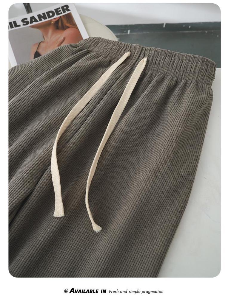 YX Dámské pletené kalhoty se širokými nohavicemi s fleecovou podšívkou - S vysokým pasem, zeštíhlující, žebrované, teplé, podzimní/zimní ležérní oblečení