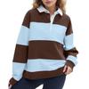 Women's Stylish Casual Loose Fit Long Sleeve Pullover Sweatshirt with Zipper and Collar