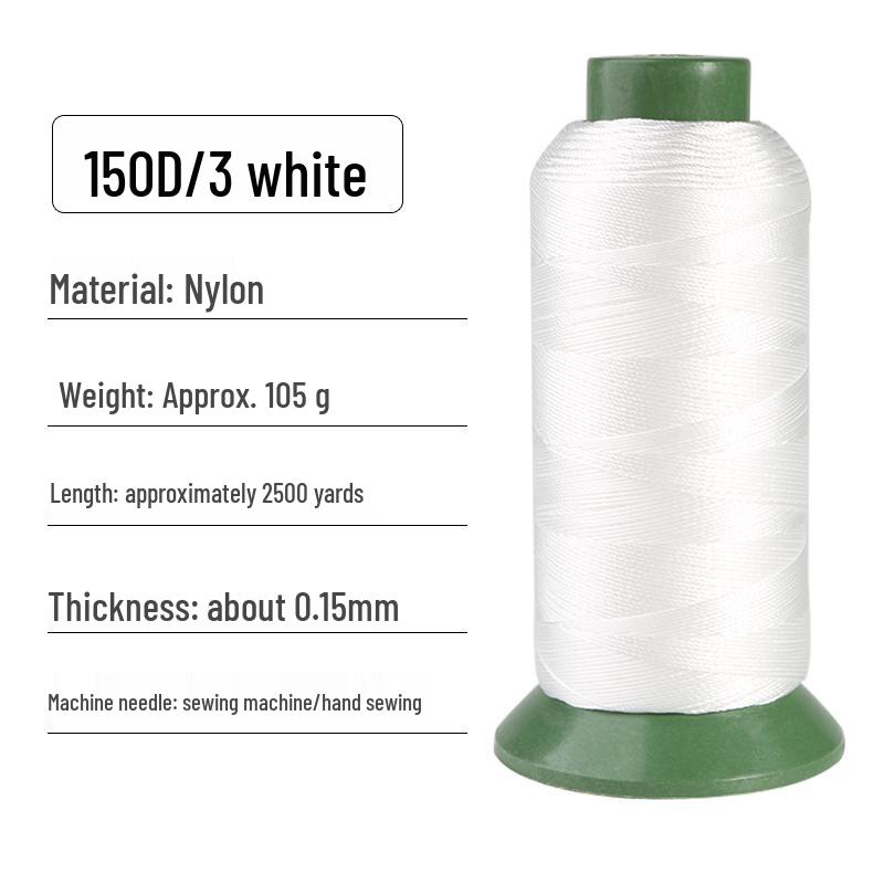 150D/3-Ply High-Strength Mercerized Nylon Thread for Sewing and Leatherwork