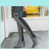 Elegant Women Boots Over Knee High Heel Stylish Winter Autumn Slip-on Lace-up Shoes