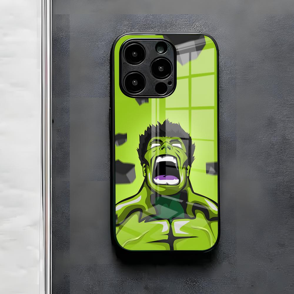 Superhero H-Hulk Phone Case For IPhone 17 Air 16 E Pro Max 15 14 13 Mini 12 Pro 11 Max Plus Black Glass Cover