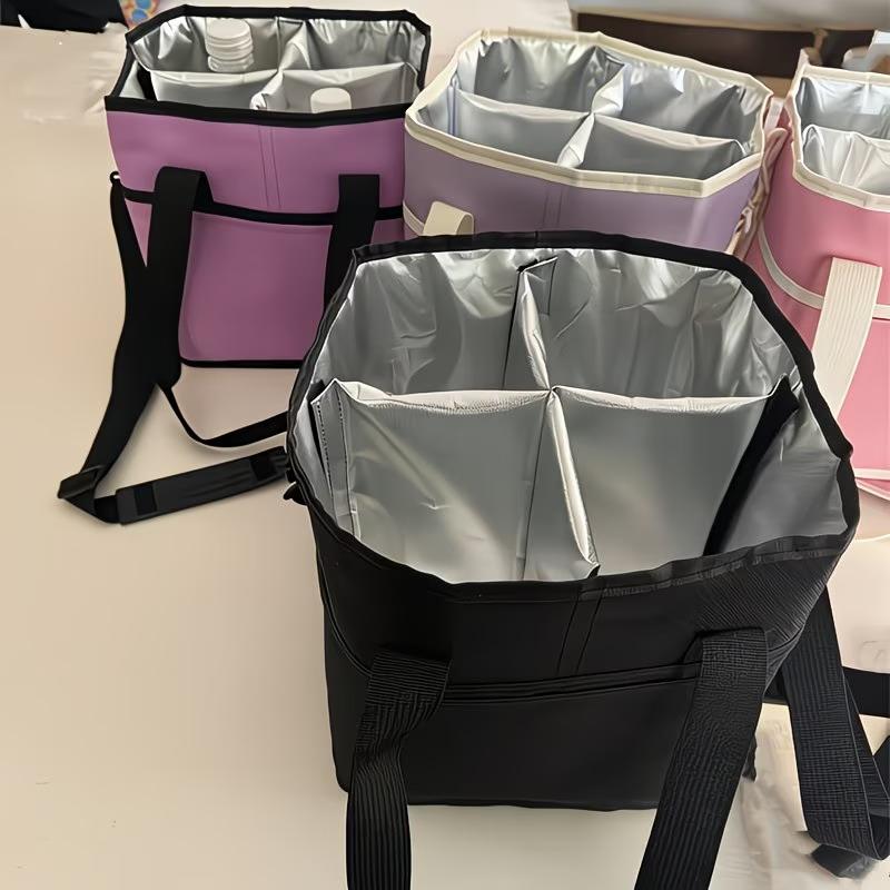 4-Compartment Drink Carrier Bag Large Capacity Insulated Water Bottle Holder Tumbler Tote With Adjustable Strap Travel, Picnic