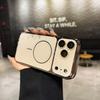 Luxury Plating Laser Camera Magnetic Case For 18 17 16 15 14 Pro Max Glass Lens Shockproof For Magsafe Hard Full Cover
