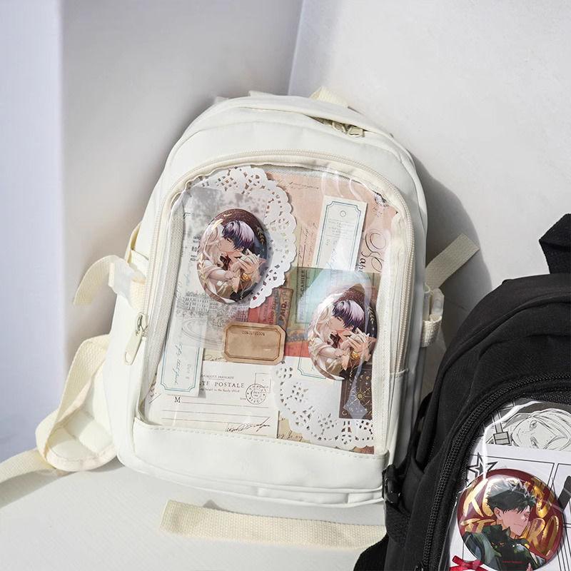Daily Transparent Badge Y2K Ulzzang Ita Bag for Girls Harajuku Women's Beautiful Kawaii Backpack Casual Sweet Cute School Bag