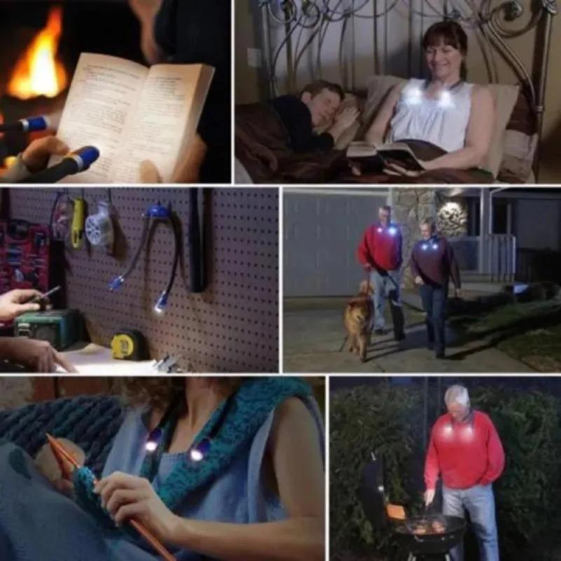 Book Light Led Neck Hug Reading Lamp Flexible Handsfree Novelty Led Night Light Flashlight Indoor Outdoor Camping Light