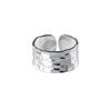 Hot Sale 925 Sterling Silver Hammered Surface Wide Open Finger Rings for Women Jewelry
