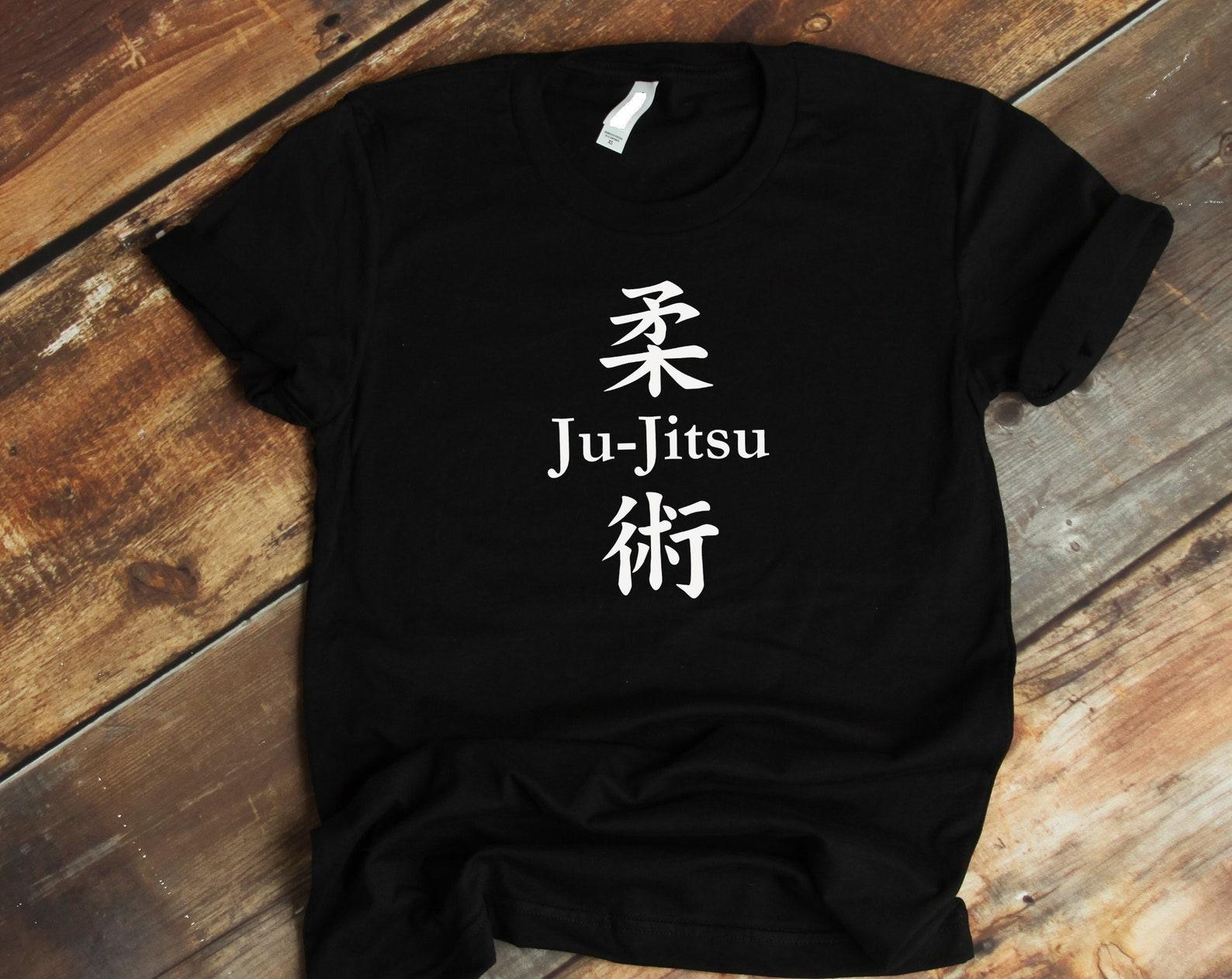 Ju Jitsu T shirt, Ju-Jitsu Japanese Lettering Graphic Tee Shirt, Japanese Martial ArT shirt, Japanese Jujitsu Hieroglyph T shirt Gift L