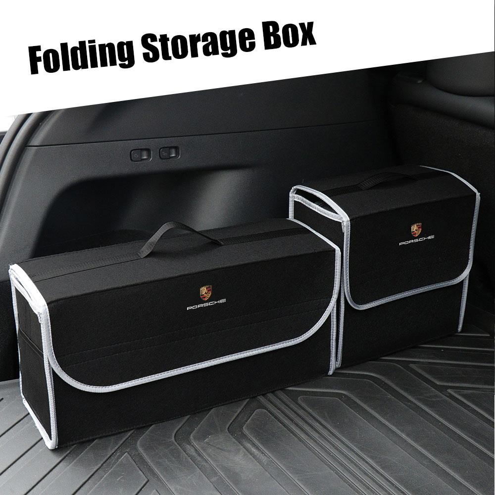 Cars Foldable Trunk Badge Car Soft Felt Storage Bag Organizer For Porsche Cayenne Panamera Macan Boxster 911 Carrera-GT 928 944 968