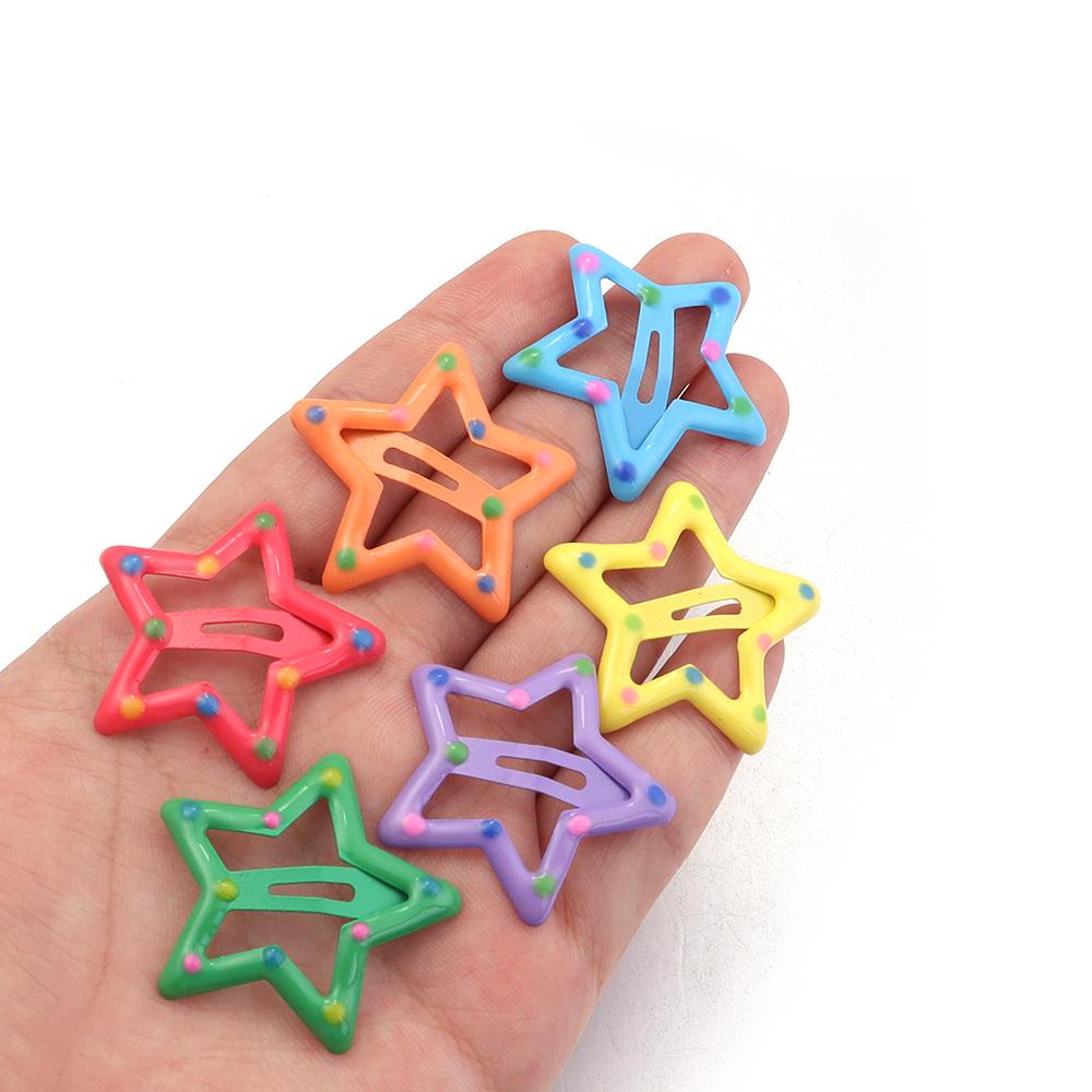 30 Stück/Los Pünktchen Stern Haarspangen Bunt Y2K BB Haarnadeln Metall Druckknopf für Schmuckherstellung Niedliche Spangen Haaraccessoires