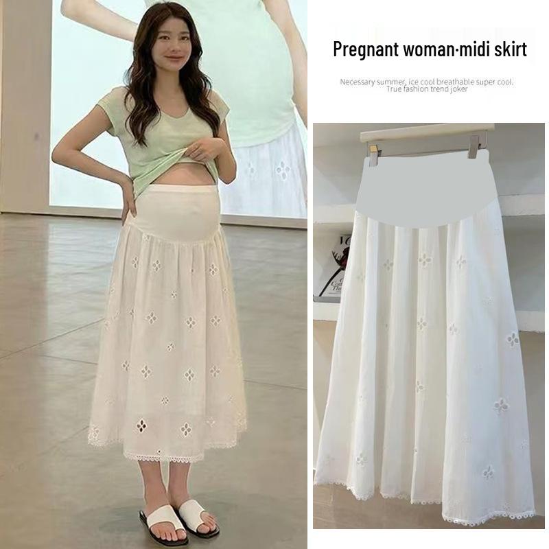 Summer 2026 Korean Style Embroidered Maternity Support Skirt XL