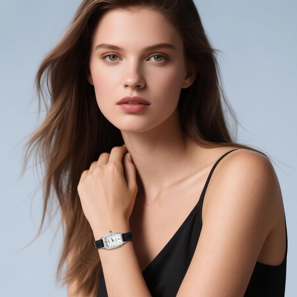 Women's Watch, Genuine Leather Strap, Analog, Square Watch, Waterproof, Antique, Simple, Stylish, Leather Band, Square Clock, Fashion Accessory