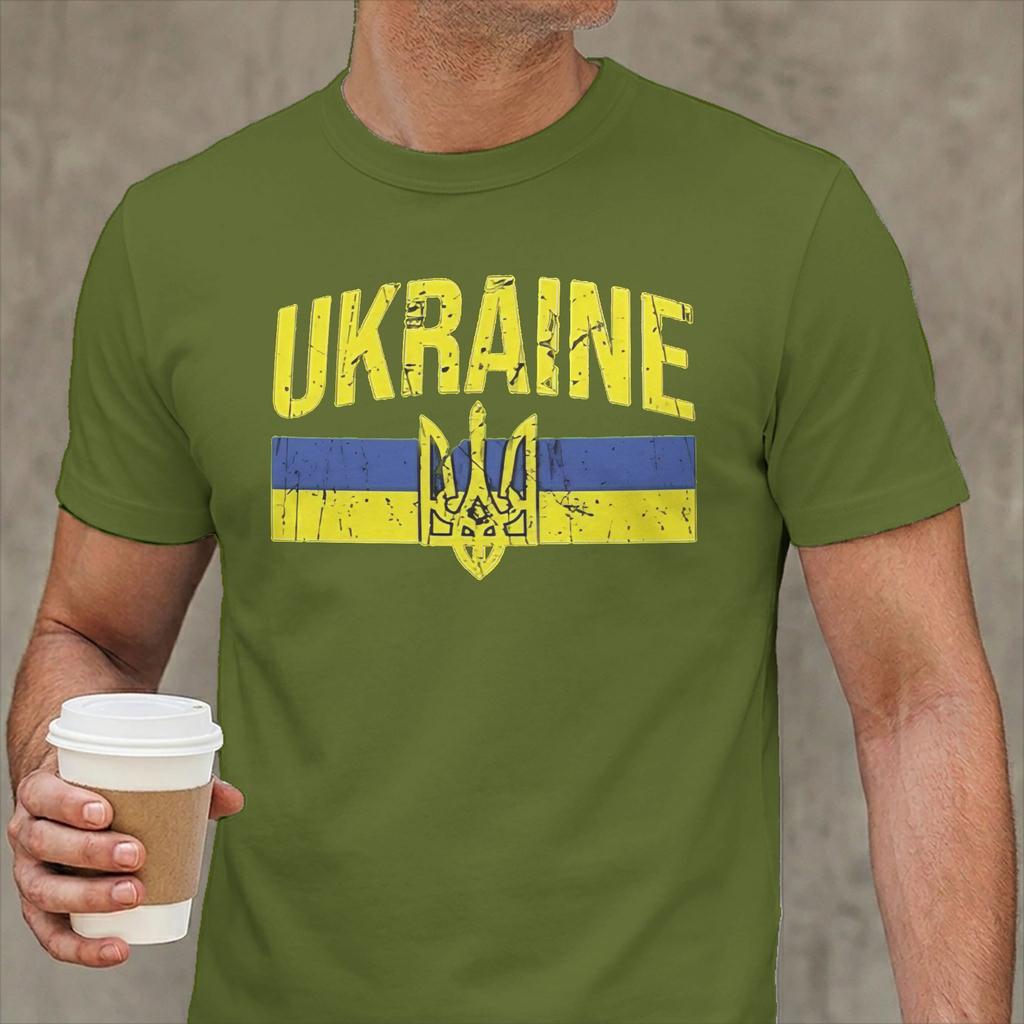 Ukraine Symbol Unisex T Shirt Ukrainian Trident Novelty Tee Shirt Short Sleeve Round Collar Tshirts Cotton Gift Idea Clothes