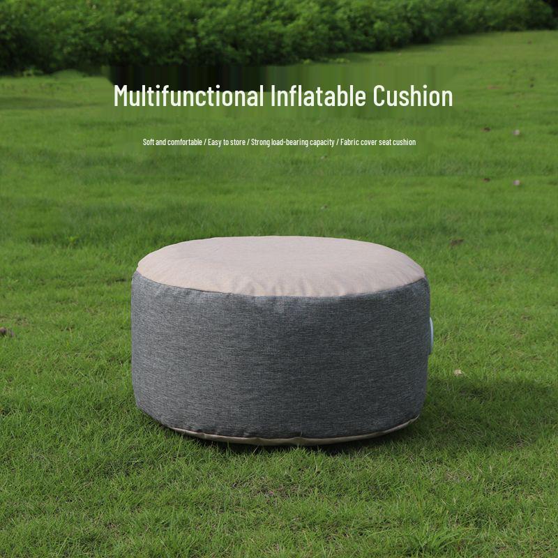 

Портативный надувной круглый наружный пуфик для кемпинга и путешествий Blue Grey Cover - Manual Pump