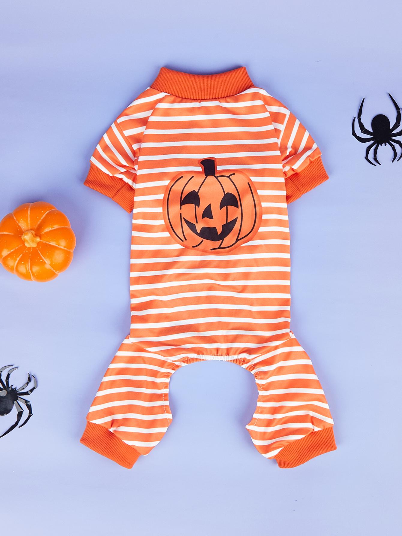 

Pet Dog Pumpkin Jumpsuit Costume for Halloween Dress Up Party, Pet Carnival, Fun Party Pumpkin Pajama Pet Clothes Apparel for Pu XS（old） оранжевый