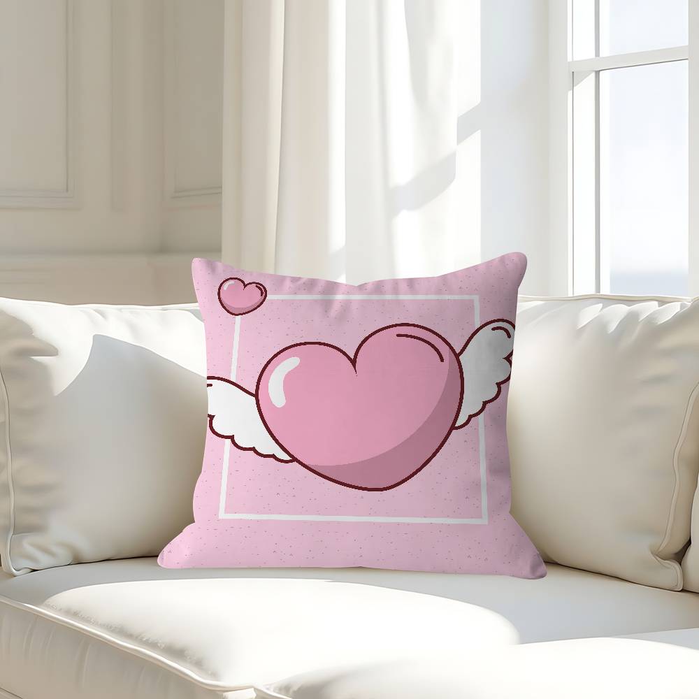 

Art Valentines Day Pillow Case Removable Washable Cushion Cover – All-Season Soft Linen 16x16Inch