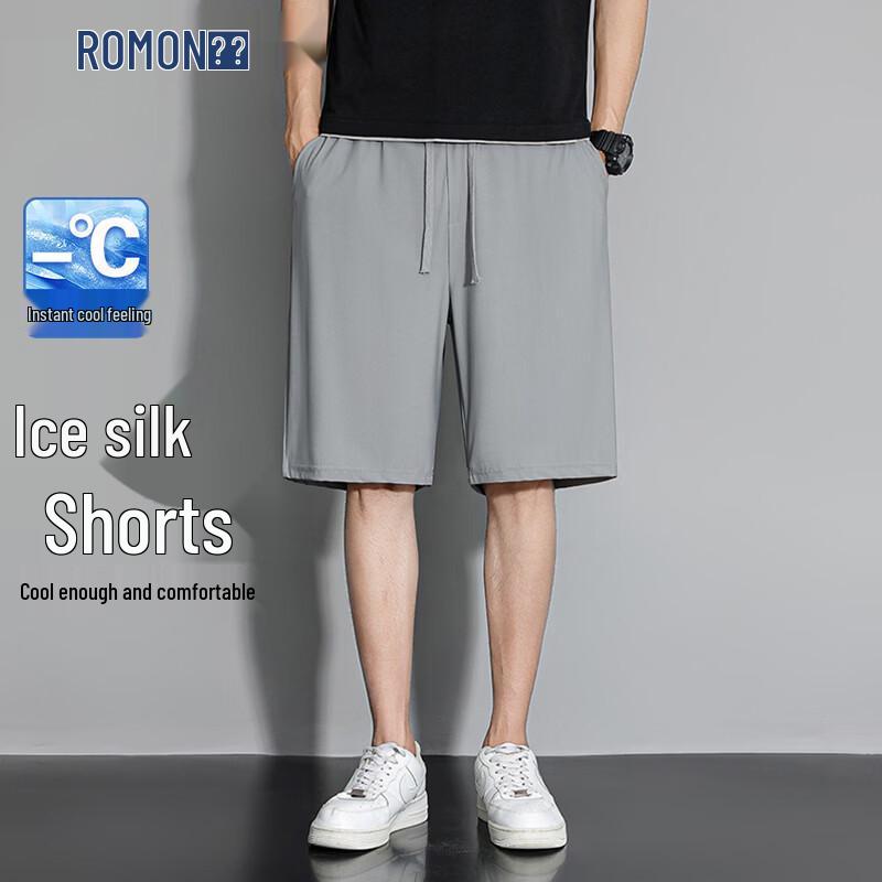 ROMON Men's Ice Silk High Elastic Casual Shorts