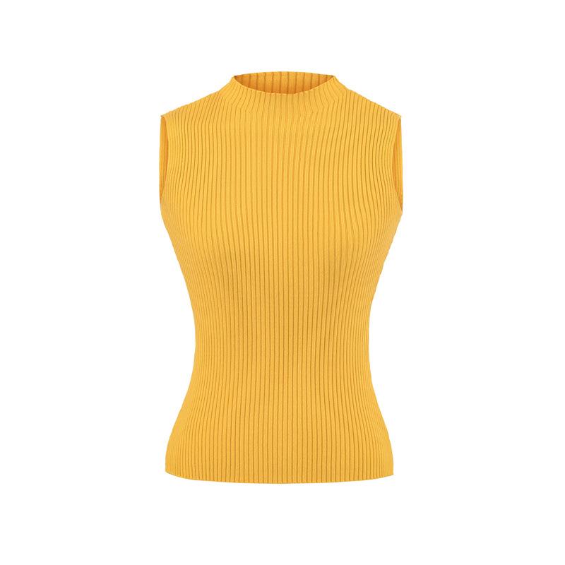 Elegant Korean Sleeveless High Neck Knit Vest for Women - 2026 Summer Slim-fit Top