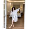 Sexy Pajamas Women's Ice Silk Shirt Skirt Pure Wind Can Be Worn Outside Cardigan Butterfly Silk Real Shot Loungewear