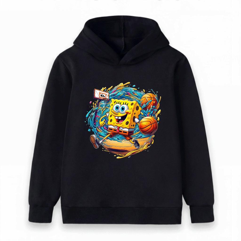 Kids Boys Girls Sponge Basketball Cartoon Print Hoodie Casual Long Sleeve Pullover Sweatshirt Tops for Children