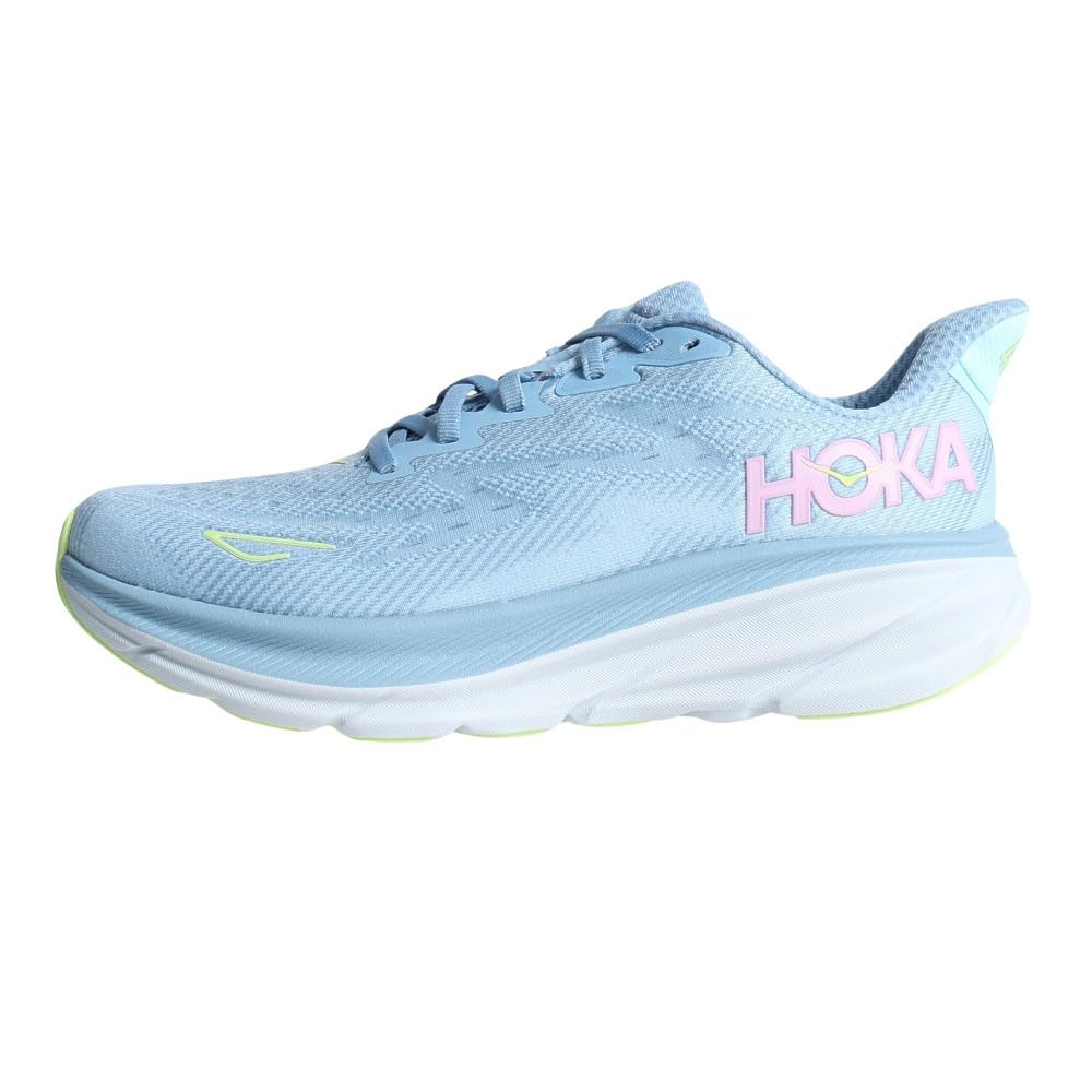 HOKA ONE ONE Clifton 9 Bred Løpestørrelse Lyseblå og Rosa Damesko, 23.0,