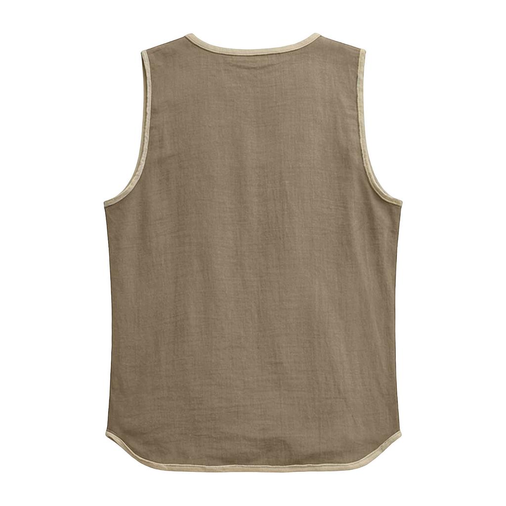 Men Color Block Sleeveless Muscle Workout Gym Shirts Casual Button Down Slim Fit Tee