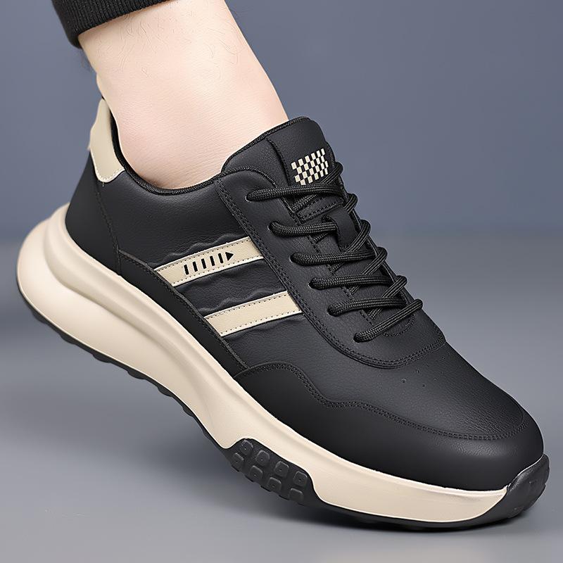 

New versatile casual lace-up men s shoes spring leather board shoes outdoor sports lightweight non-slip men s shoes 38 чорний