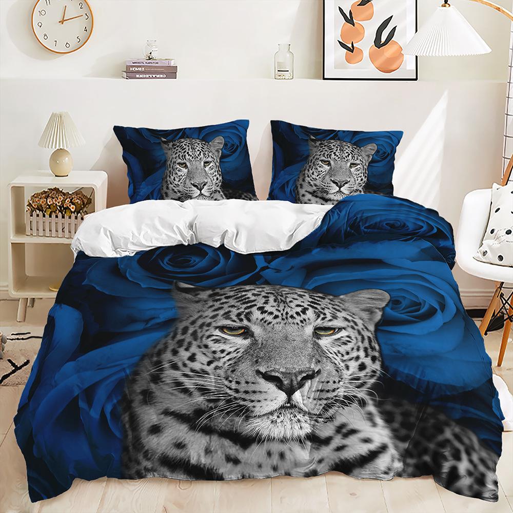 Dreiteiliger Bettbezug Tier Bestie Tiger Wolf Set Digitaldruck Bettwäsche