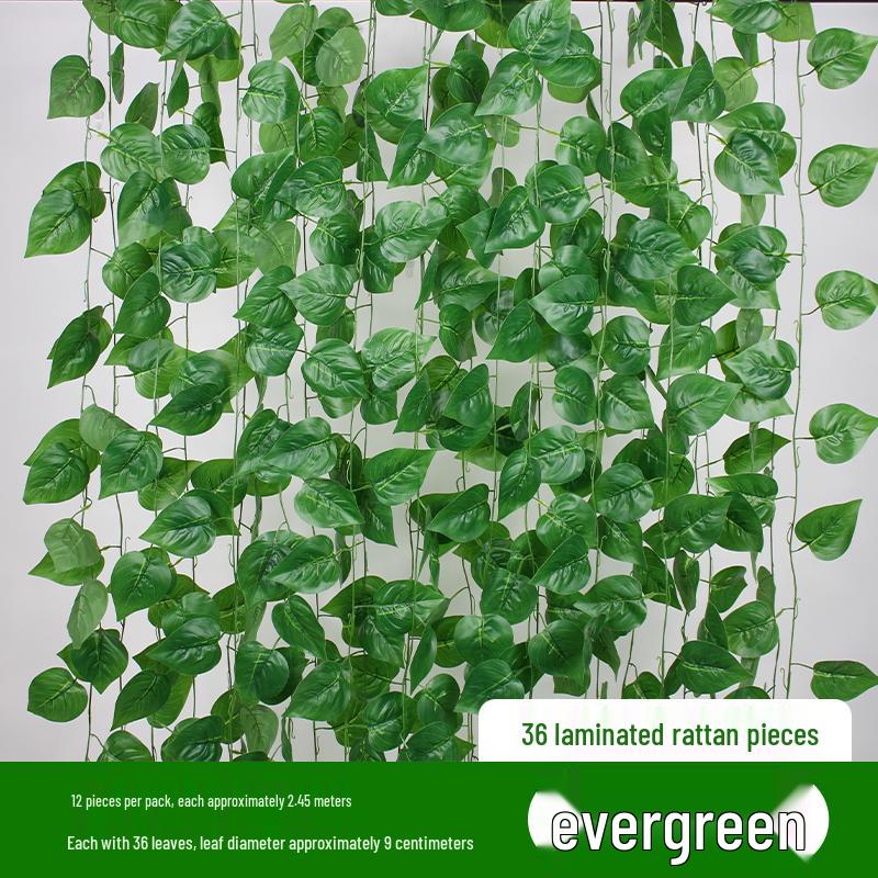 Rattan Pothos Artificial Leaf Vine for Indoor AC and Water Pipe Decoration