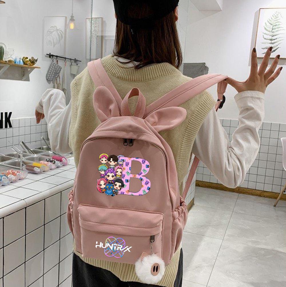 26 Engelska Bokstaven K-Pop Tryckt Ryggsäck Student Tonåring Bokväska för Pojke Flicka Skolväska Barn Gåva Kvinnor Stor Kapacitet Resväska Mochila