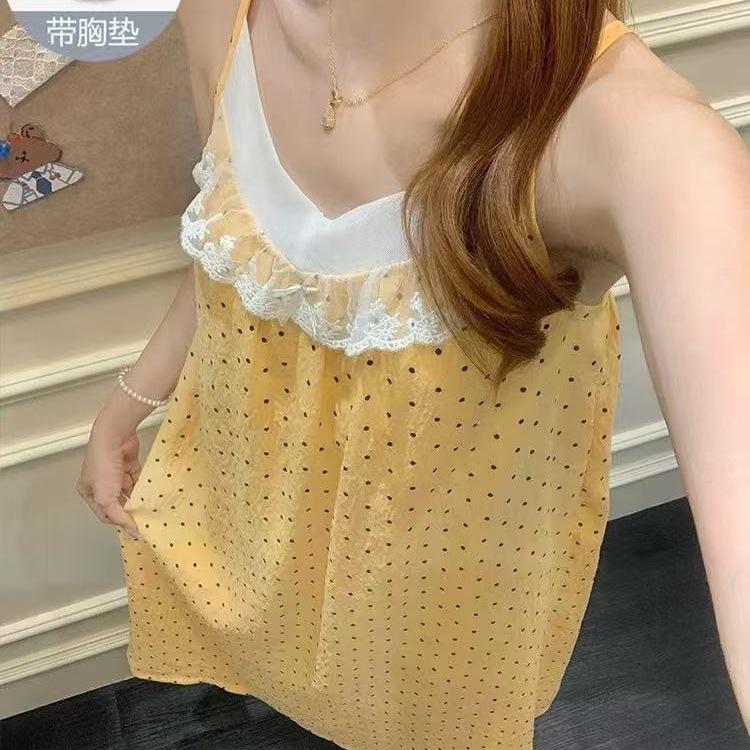 [With chest pad] Pure desire girl nightdress with chest pad summer women's pajamas, new models can be worn outside casual loungewear