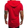 Men Causal Short Sleeve Ripped Irregular Hem Slim Blouse T-shirt Fitness Hoodie