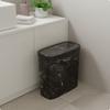 Press Top Trash Can Marble Look Lidded SpaceSaving Wastebasket for Narrow Gaps, Washroom,