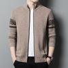 Spring Men'S Young And Middle-Aged Semi-Turtleneck Long-Sleeved Cardigan Casual Simple Soft And Comfortable Wool Sweater