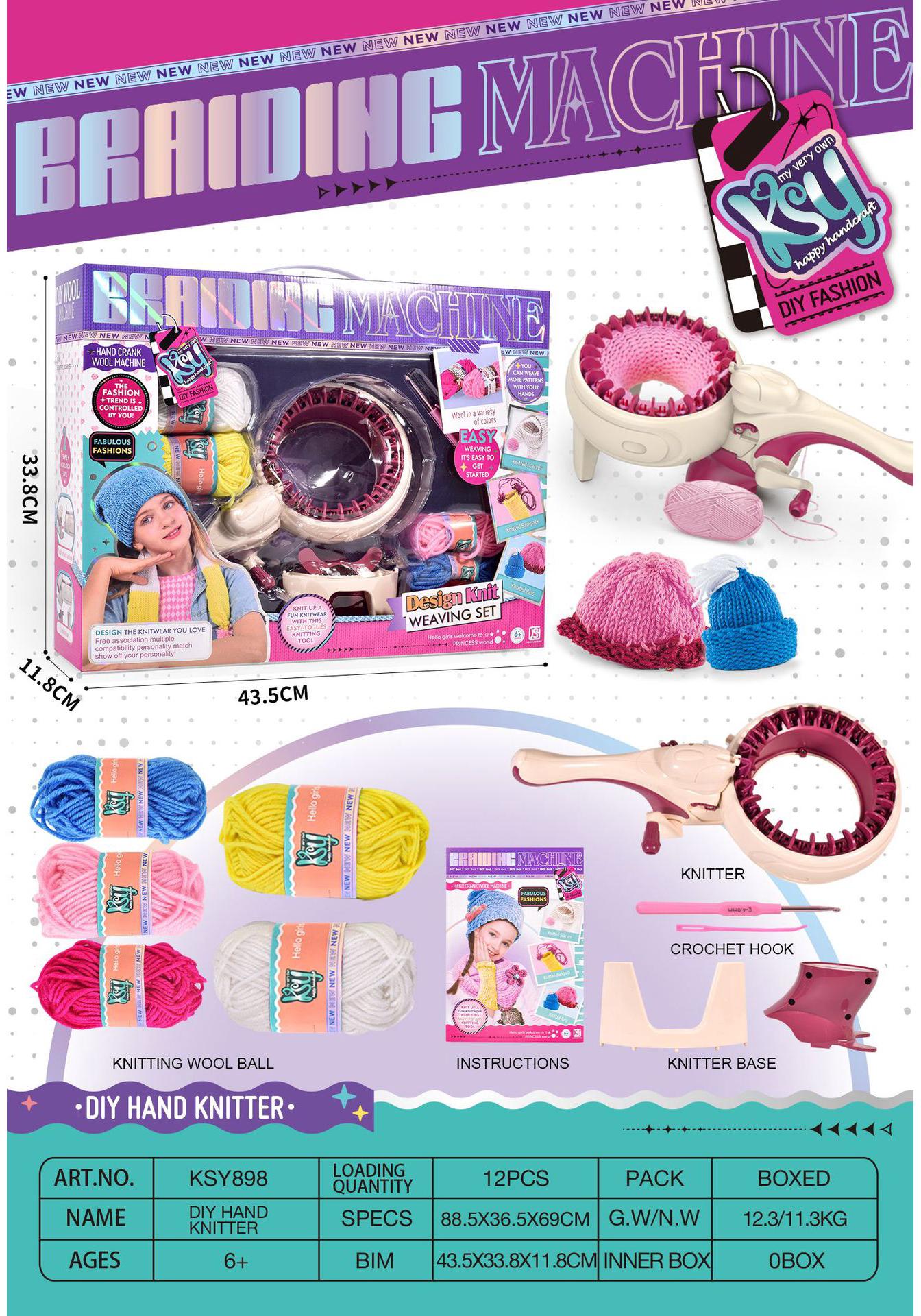 Portable Hand-Crank Yarn Knitting Machine - 24 Needles, DIY Scarf Maker, Automatic Knitter Toy