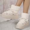 2025 New Arrival Plus Size Fashionable Warm Thick-Sole Slip-On Women's Snow Boots with Front Lace-Up