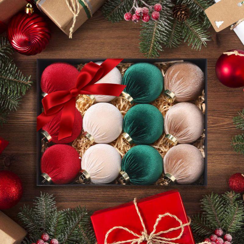 

12 шт/15 шт бархатный елочный шар набор рождественских праздничных украшений 12pcs/set