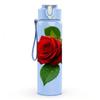 1PC Single Vivid Red Rose Bloom Print 750ml Color Plastic Sports Water Bottle Leakproof Flip Straw Lid Suitable for Sports Office Home Use