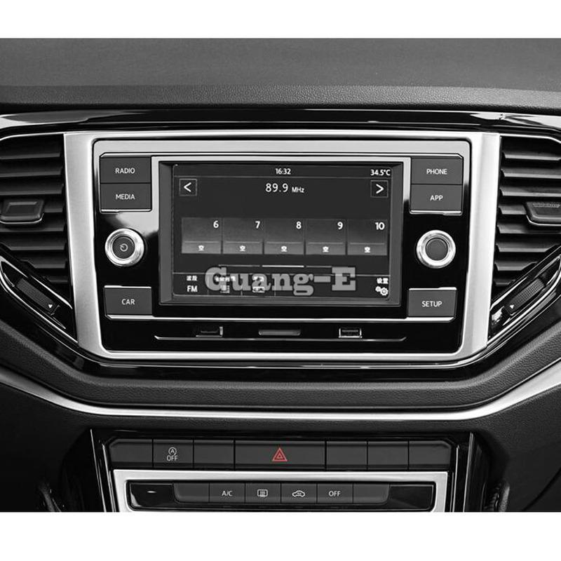 Car Display Bar Navigation Decorative Frame For Volkswagen VW T-ROC TROC 2017 2018    Stainless Steel Interior 1pcs